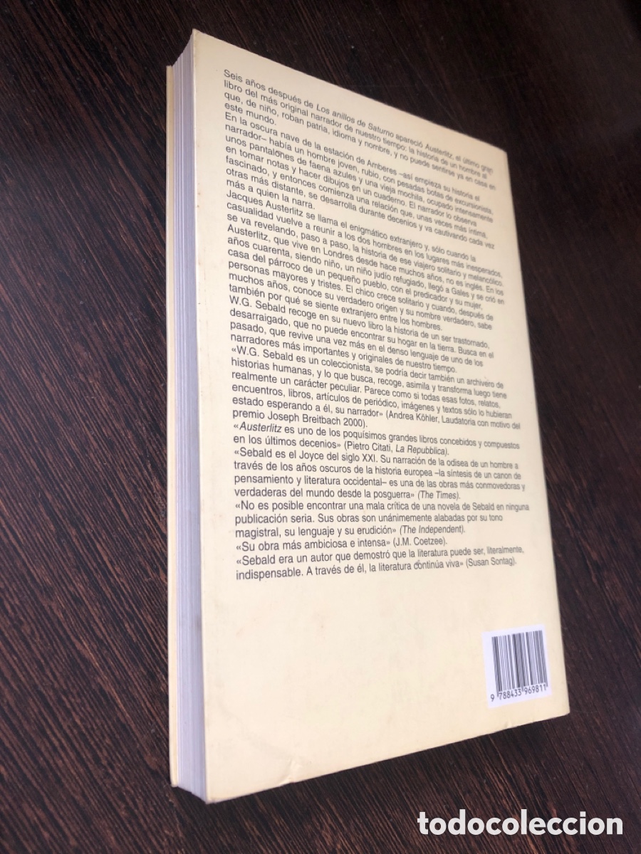 Libros: AUSTERLITZ W G SEBALD ANAGRAMA PANORAMA DE NARRATIVAS - Foto 3