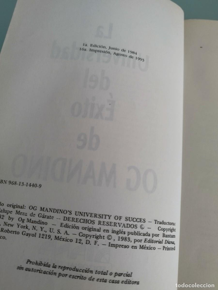 Libros: La Universidad del &Eacute;xito. Mandino, Og. Libro autoayuda. - Foto 5