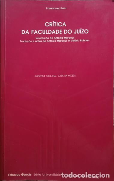 Livres: KANT. (Immanuel) - CR&Iacute;TICA DA FACULDADE DO JU&Iacute;ZO.