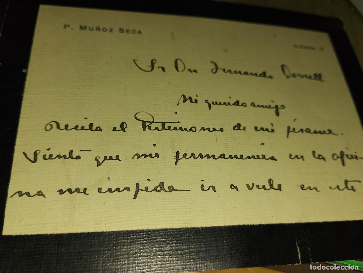 Libros: Mu&ntilde;oz Seca. Postal firmada a pluma original