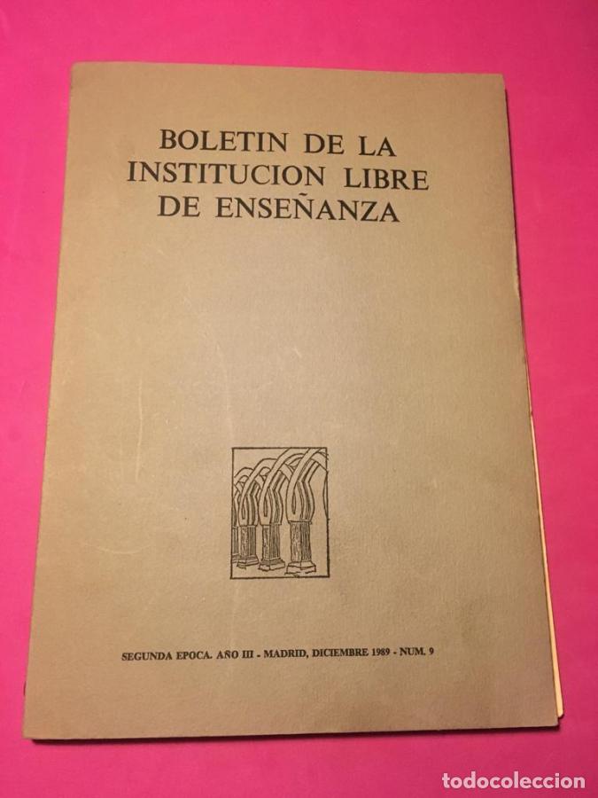 Libros: Bolet&iacute;n de la Instituci&oacute;n Libre de Ense&ntilde;anza, 9 diciembre 1989 - VV.AA