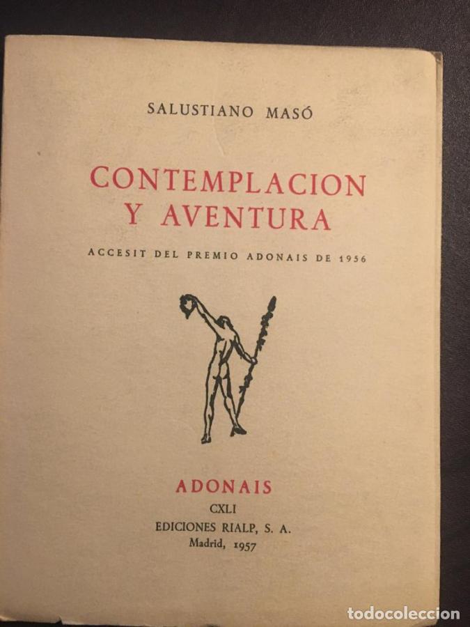 Libros: Contemplaci&oacute;n y aventura. Acc&eacute;sit del premio Adonais de 1956 - Mas&oacute;, Salustiano