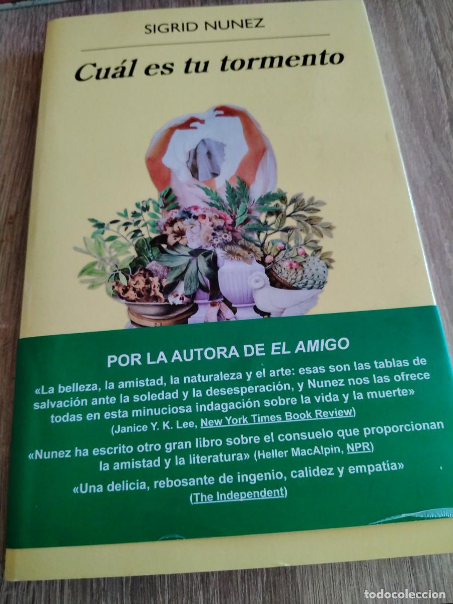 Libros: Cu&aacute;l es tu tormento- sigrid nunez-libro con faja verde