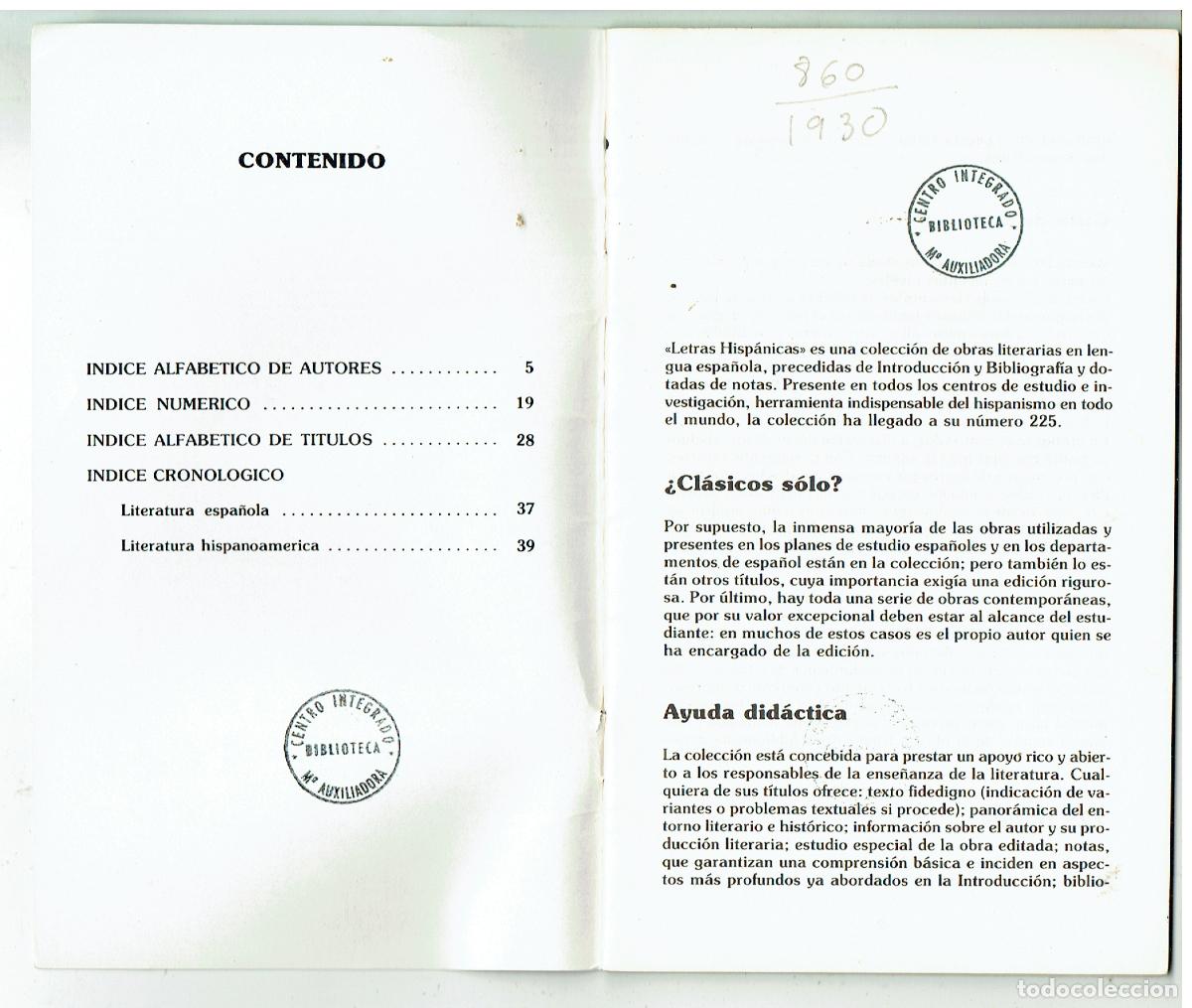 Libros: LETRAS HISP&Aacute;NICAS. 225 OBRAS. EDICI&Oacute;N CATEDRA. (ST/PR4) - Foto 2