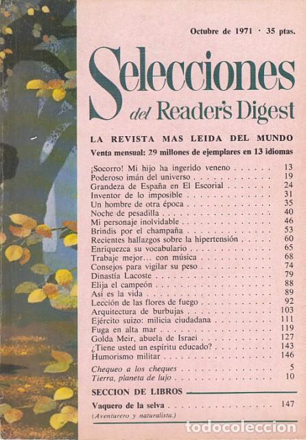 books: SELECCIONES DEL READER'S DIGEST. OCTUBRE 1971 - SELECCIONES DEL READER'S DIGEST