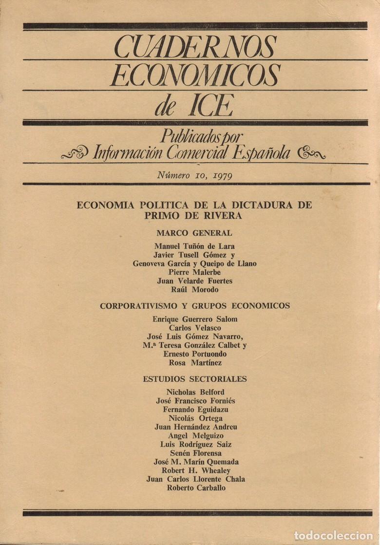 Libros: Cuadernos econ&oacute;micos de I.C.E. N&uacute;mero 10, 1979. Econom&iacute;a pol&iacute;tica de la Dictadura de Primo de Rivera