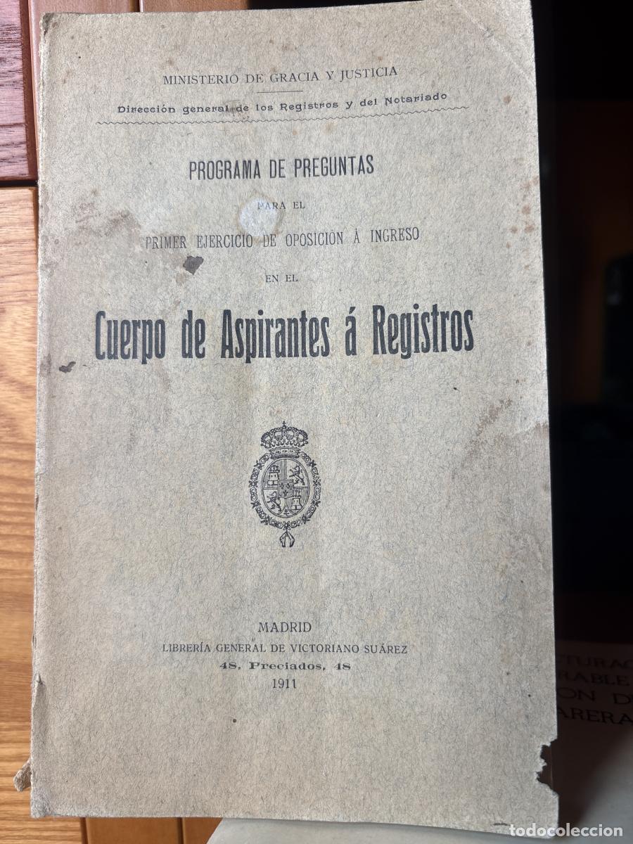 Libros: Cuerpo de aspirantes a registros. Programa de preguntas para el 1&ordm; ejercicio de oposici&oacute;n - tdk385