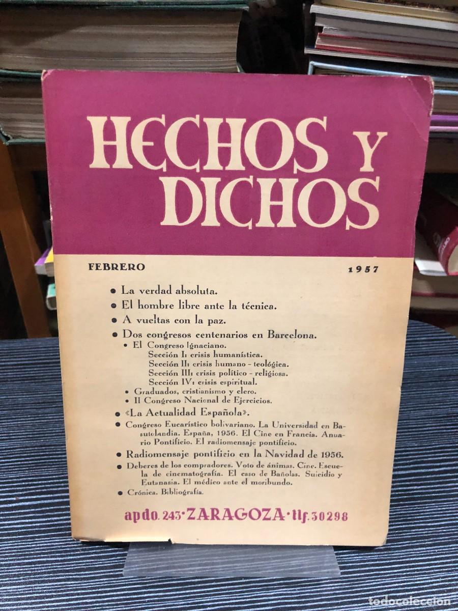 Libros: Hechos y Dichos (Febrero 1957) Revista mensual (Zaragoza)