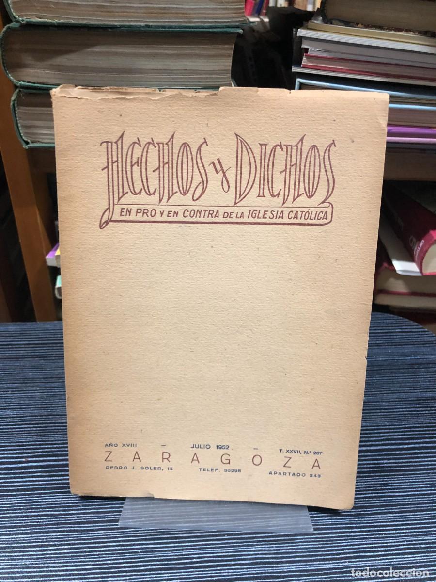Libros: Hechos y Dichos (Julio 1952) Revista mensual (Zaragoza)