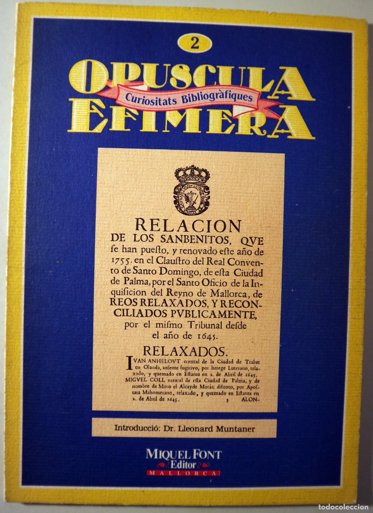 Livros em segunda m&atilde;o: RELACI&Oacute;N DE LOS SANBENITOS 1755 - Palma 1993 - Edici&oacute;n facs&iacute;mil