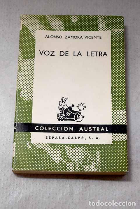 Libros: Voz de la letra: Zamora Vicente, Alonso.- Zamora Vicente, Alonso