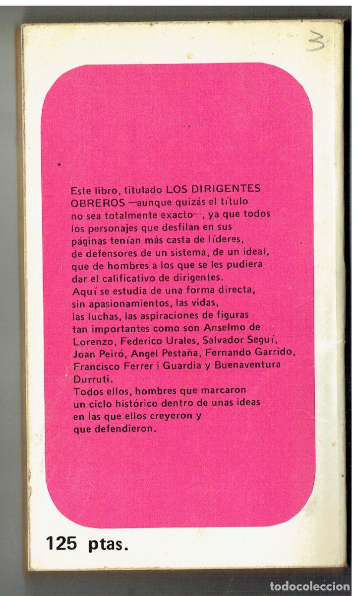 Libros: LOS DIRIGENTES OBREROS. JOAN LLARCH. EDITORIAL VERGI. 1972. (ST/PR5) - Foto 2