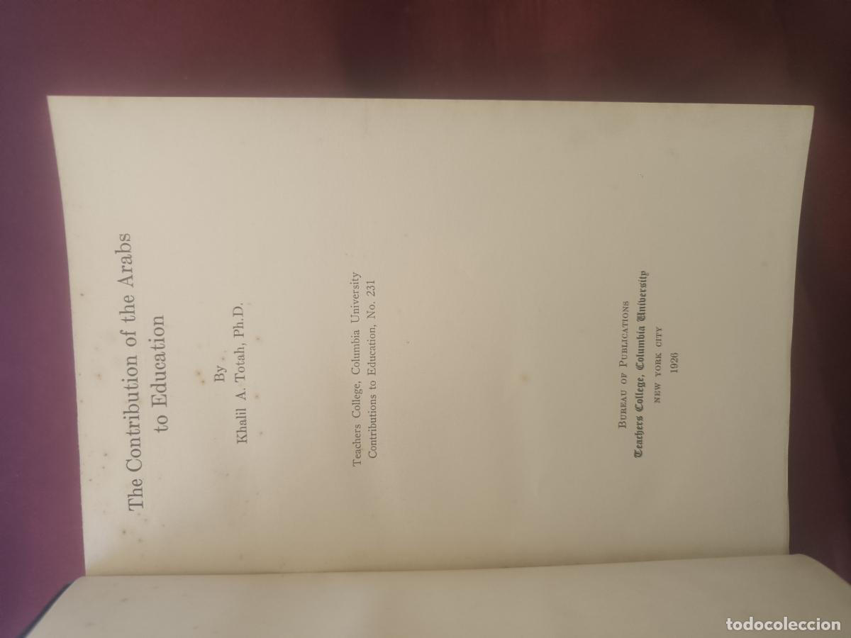 Libros: The Contribution of the Arabs to Education - Khalil Abdallah Totah