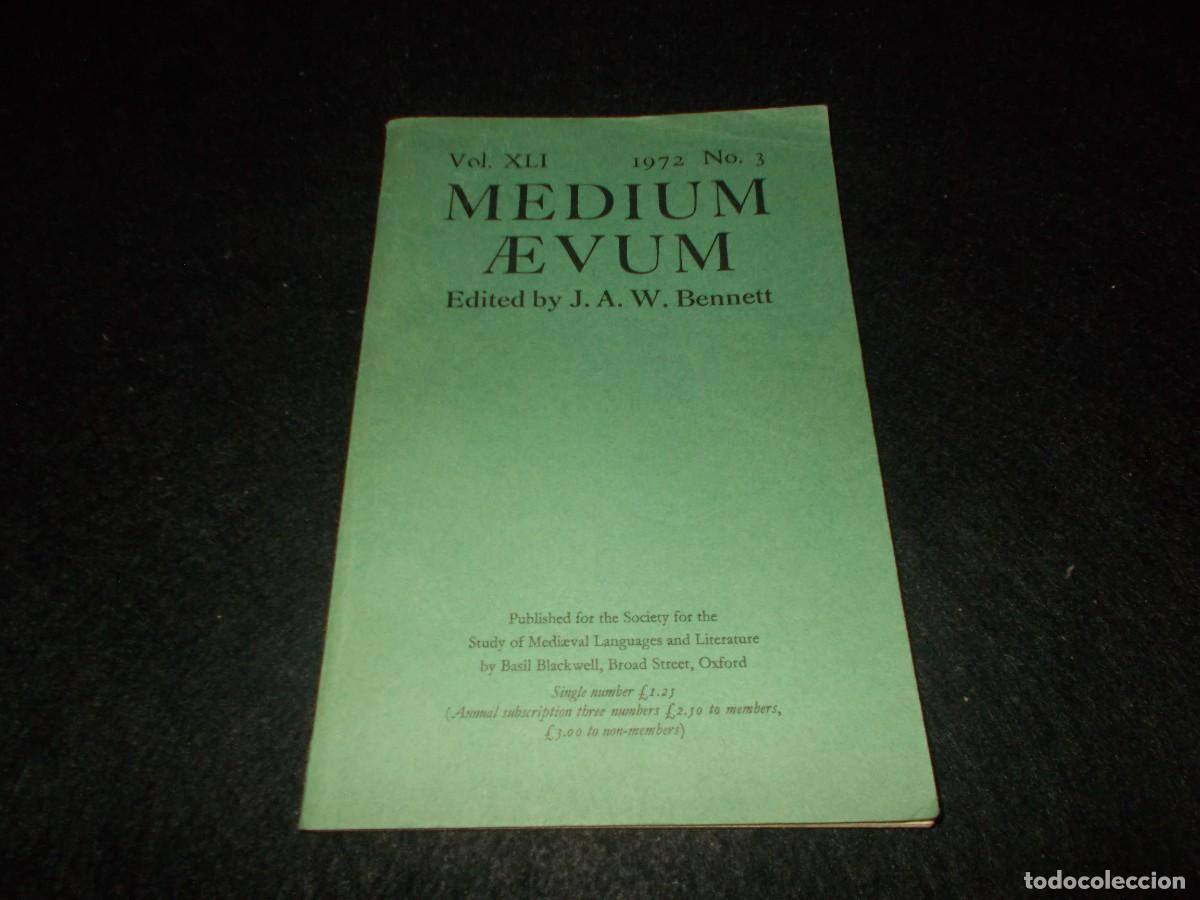Libros: MEDIUM AEVUM Vol XLI 1972 n&ordm; 3. Medieval Languages and Literature. Libro