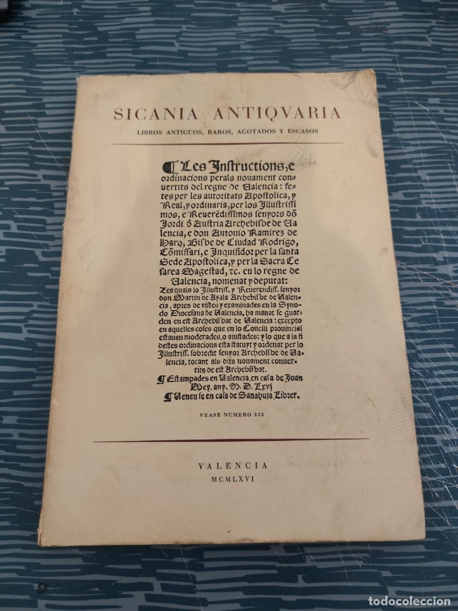 books: SICANIA ANTIQUARIA, LIBROS ANTIGUOS,RAROS,AGOTADOS Y ESCASOS, VALENCIA,1966,144 P&Aacute;G.