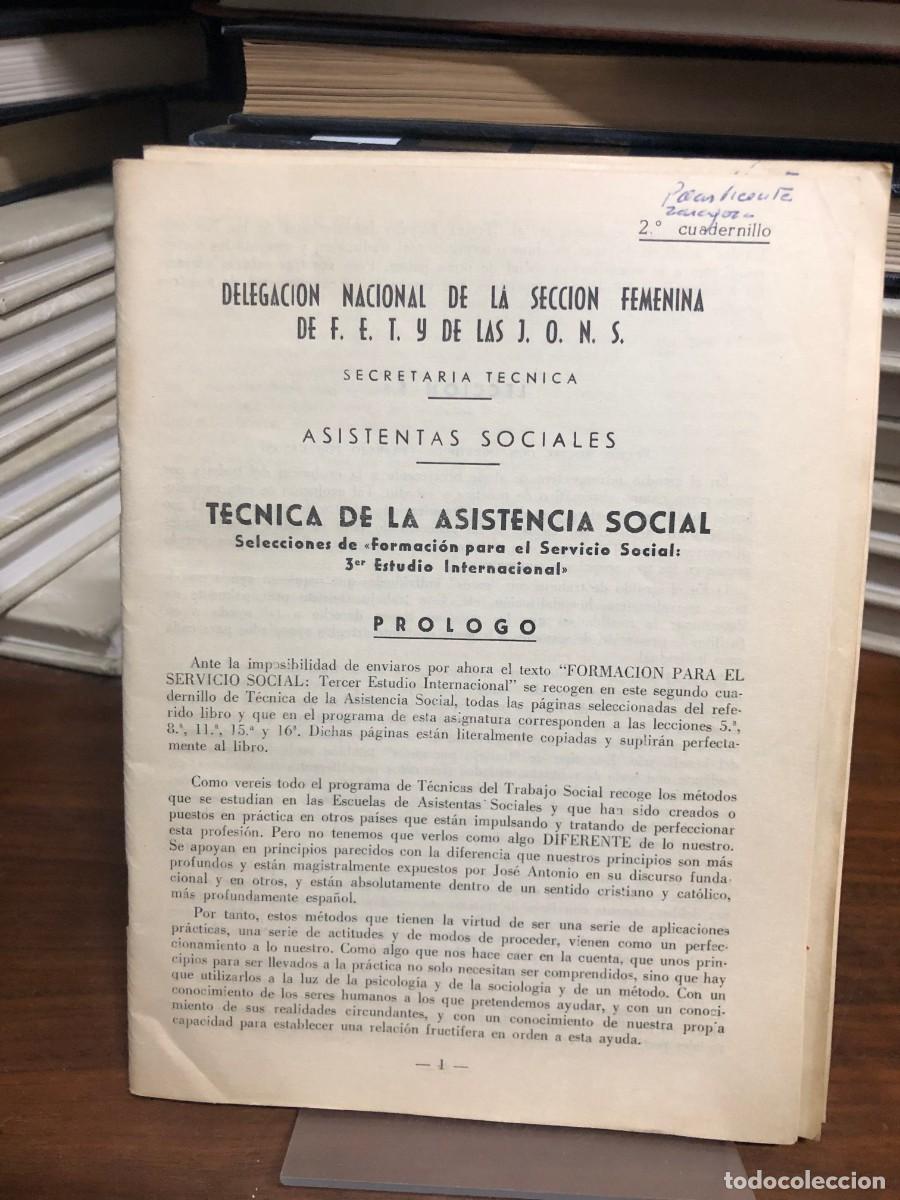 Libros: T&eacute;cnica de la Asistencia Social Secci&oacute;n Femenina (F.E.T. y de las J.O.N.S.)