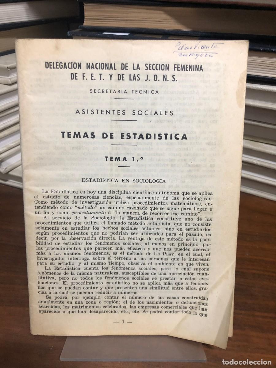 Libros: Temas de Estad&iacute;stica: Estad&iacute;stica en Sociolog&iacute;a Secci&oacute;n Femenina (F.E.T. y de las J.O.N.S.)