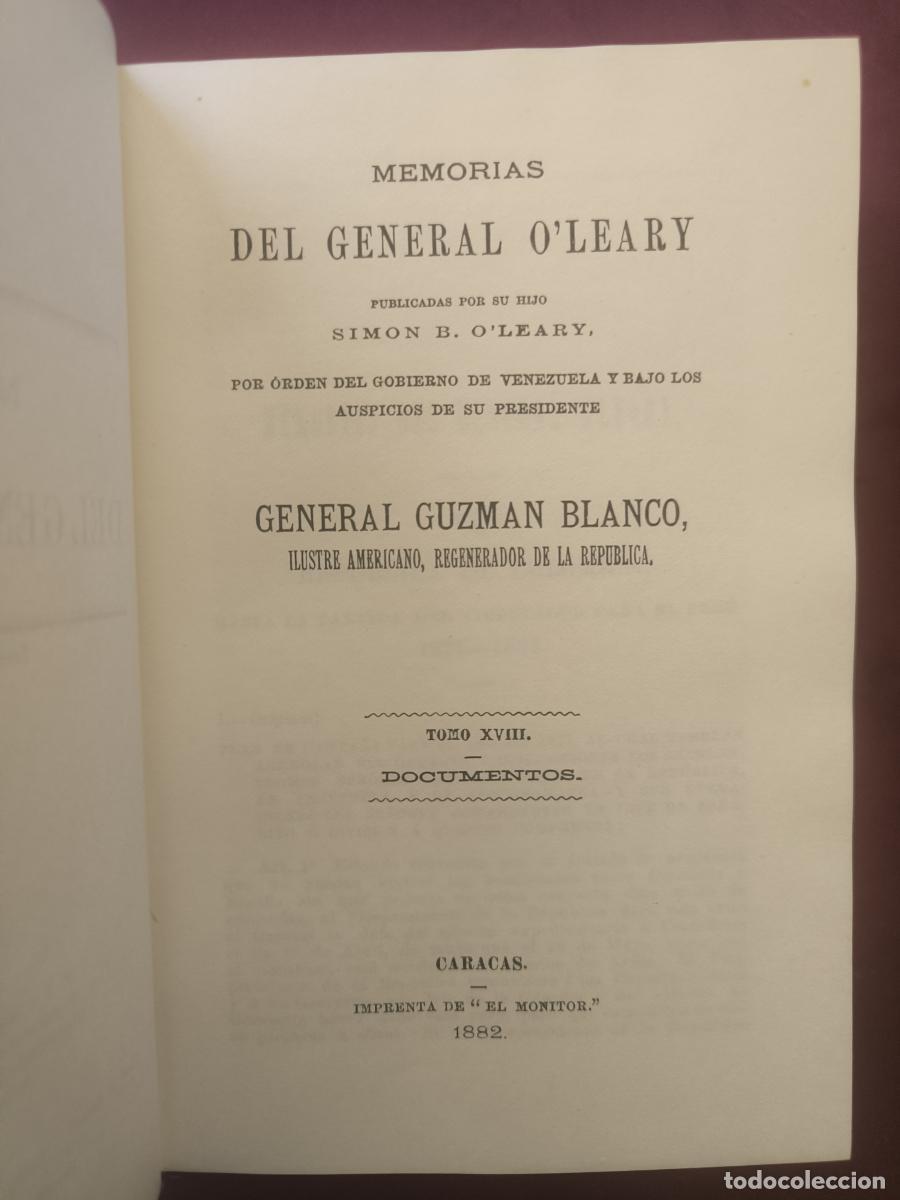 Libros: Las Memorias del General O'Leary (Edici&oacute;n Facsimilar de 1981, Ministerio de la Defensa de Venezuela)