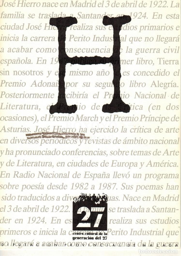 Libros: HIERRO, Jos&eacute;. Cuaderno dedicado a Jos&eacute; Hierro