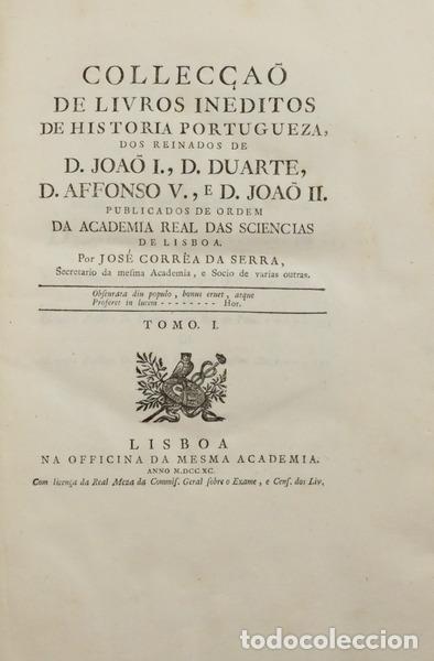 Libros: CORREIA DA SERRA. (Jos&eacute; Francisco) - COLLEC&Ccedil;A&Otilde; DE LIVROS INEDITOS DE HISTORIA PORTUGUEZA,
