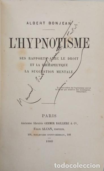 Libri di seconda mano: BONJEAN. (Albert) - L'HYPNOTISME.