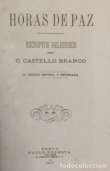 Libros: CASTELO BRANCO. (Camilo) - HORAS DE PAZ.