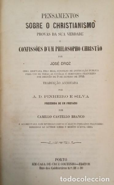 Libros: DROZ. (Jos&eacute;) - PENSAMENTOS SOBRE O CHRISTIANISMO.