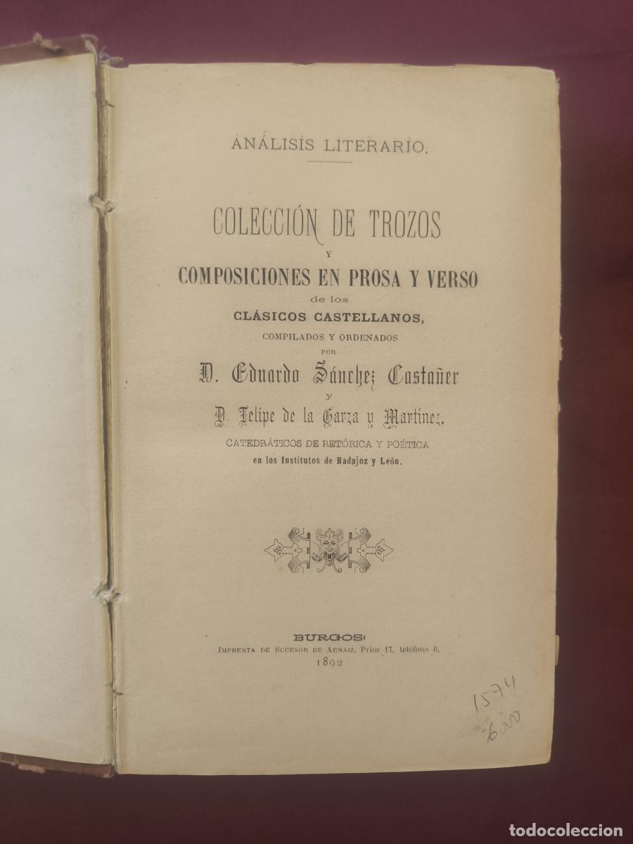 Libros: An&aacute;lisis literario: colecci&oacute;n de trozos y composiciones en prosa y verso de los cl&aacute;sicos castellanos