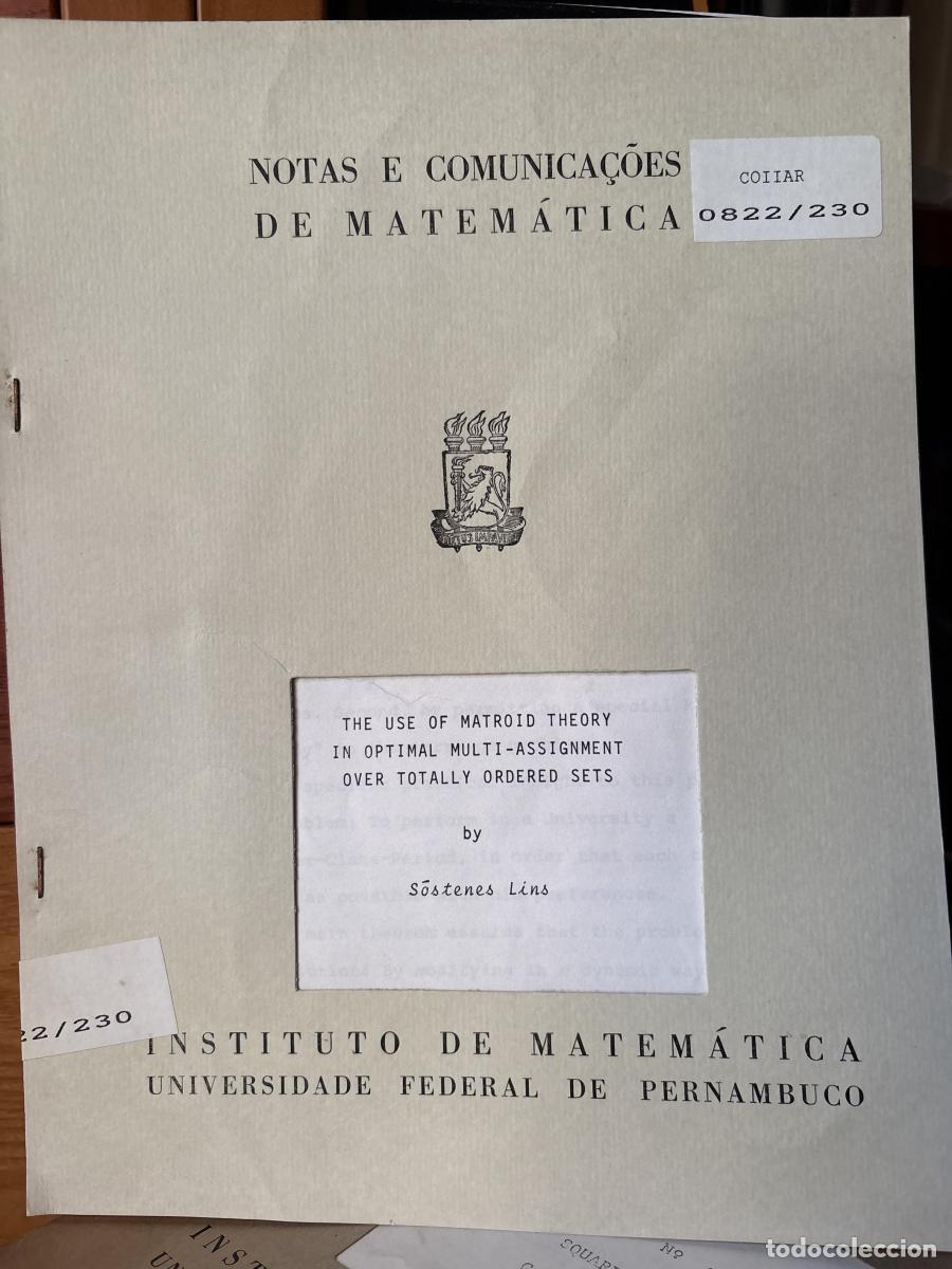 B&uuml;cher: NOTAS E COMUNICA&Ccedil;OES DE MATEMATICA. N&ordm;64. THE USE OF MATROID THEORY IN OPTIMAL MULTI-ASSIGNEMENT OVE