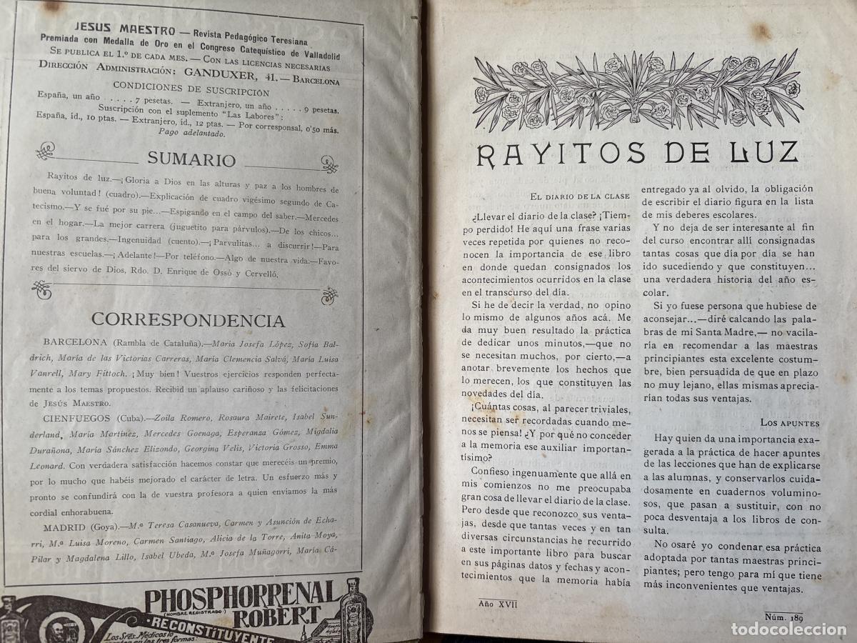 Libros: JESUS MAESTRO. REVISTA PEDAGOGICO-TERESIANA. A&Ntilde;O 1928. N&ordm; 189 A 198. A&Ntilde;O XVII - RELIGIOSAS DE LA COM