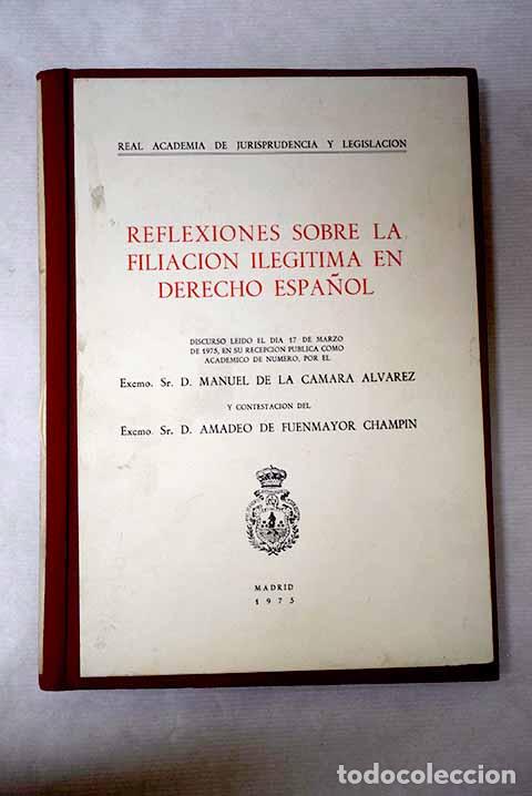 Libros: Reflexiones sobre la filiaci&oacute;n ileg&iacute;tima en Derecho espa&ntilde;ol.- C&aacute;mara &Aacute;lvarez, Manuel de la