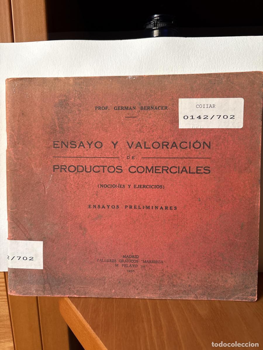Libros: ENSAYO Y VALORACION DE PRODUCTOS COMERCIALES (NOCIONES Y EJERCICIOS) - GERMAN BERNACER TDK747