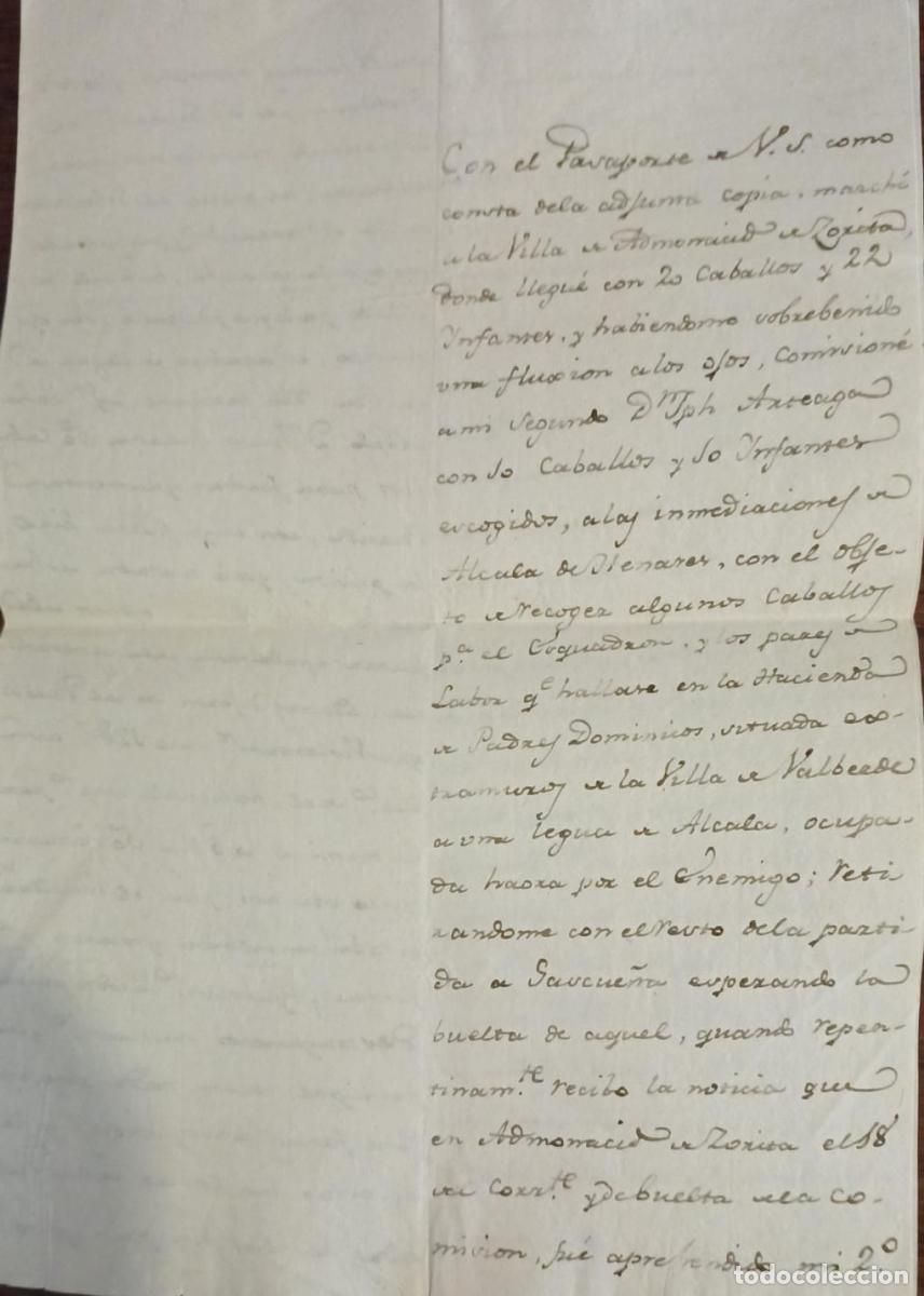 Libros: (Manuscrito) Carta que dirige el guerrillero Luis de Bustos al Comandante General de Cuenca donde re