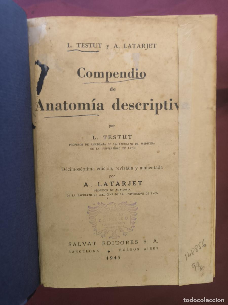 Libros: Compendio de anatom&iacute;a descriptiva - L. Testut (Jean L&eacute;o Testut) y A. Latarjet (Andr&eacute; Latarjet)