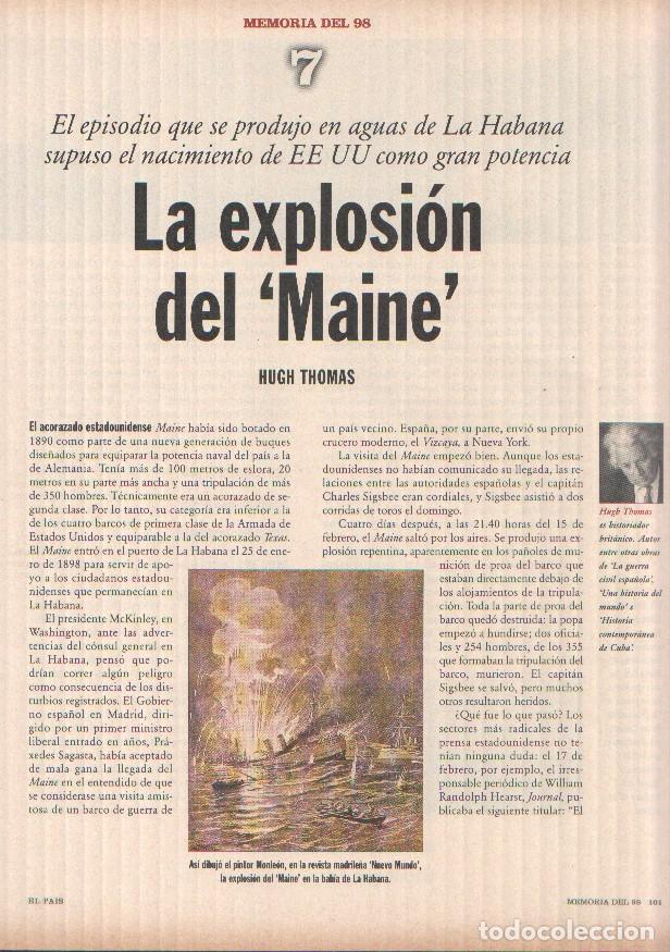 Libros: Memoria del 98 fasciculo 07: La explosion del Maine por Hugh Thomas - Varios