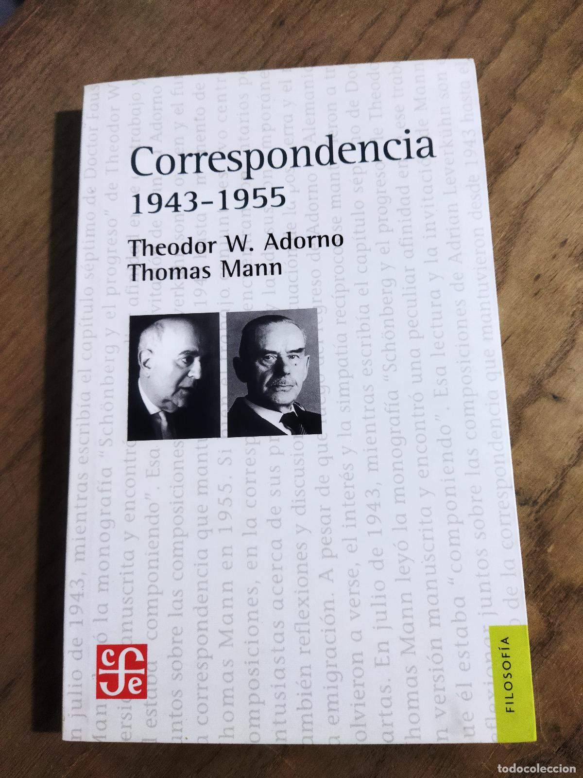 Livros em segunda m&atilde;o: CORRESPONDENCIA. 1943-1955. - ADORNO, W. THEODOR