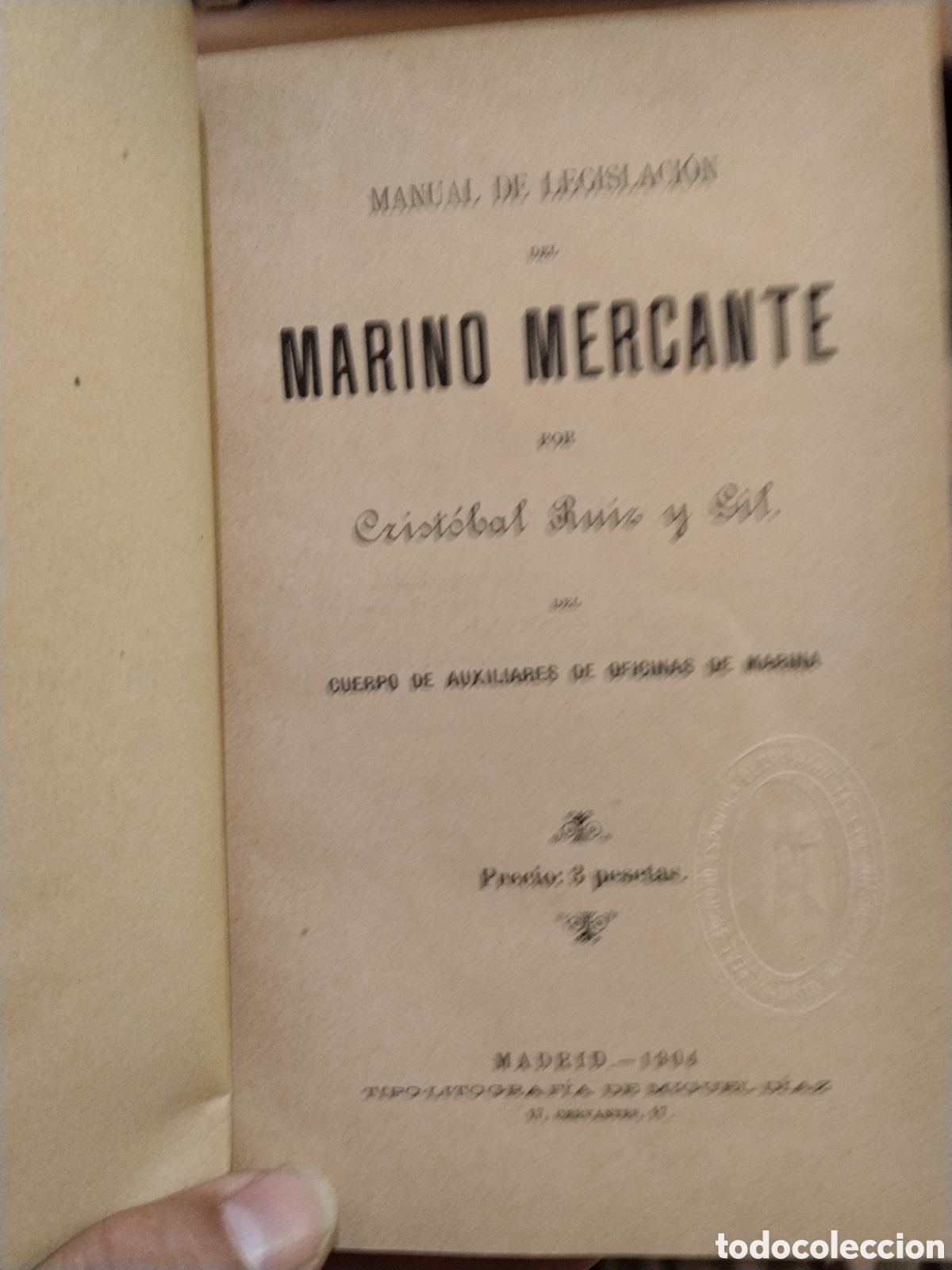 Libros: MANUAL   DE  LEGISLACION    DEL  MARINO  MERCANTE - CRISTOBAL  RUIZ   Y  GIL