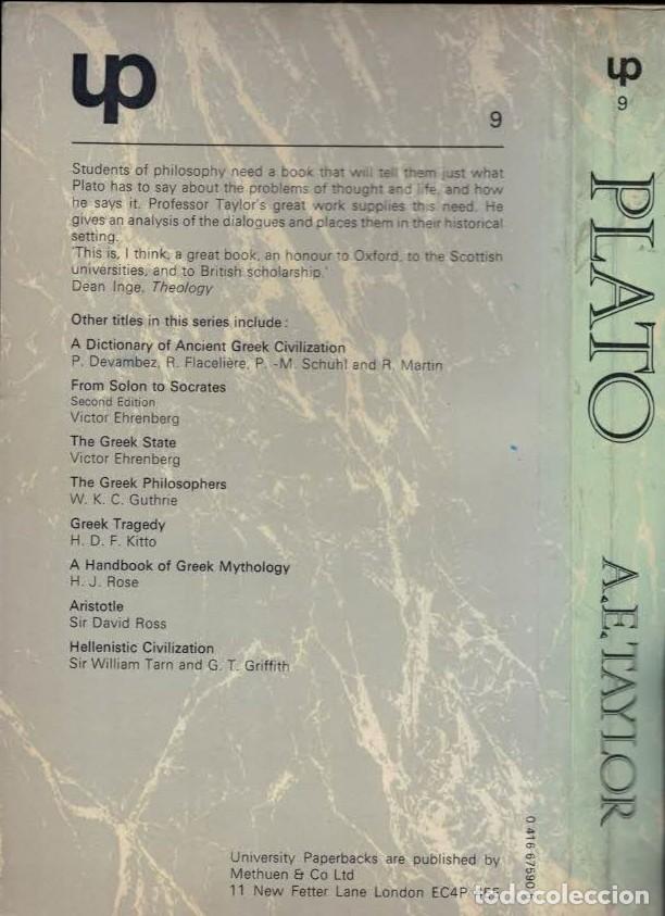 Libros: Taylor. A. E. - PLATO. THE MAN AND HIS WORK - Foto 2
