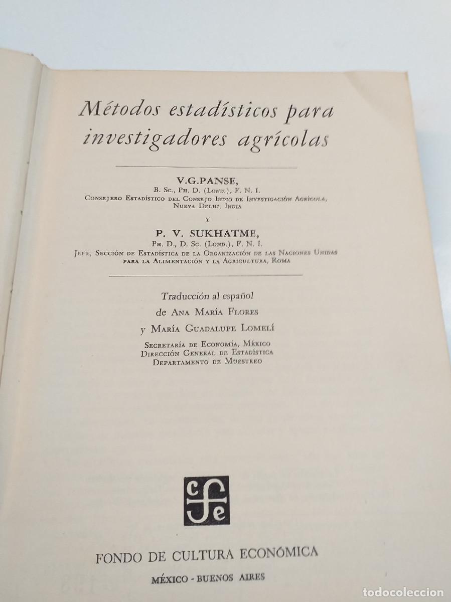 Libros: Métodos estadísticos para investigadores agrícolas - V.G. Panse y P.V. Sukhatme