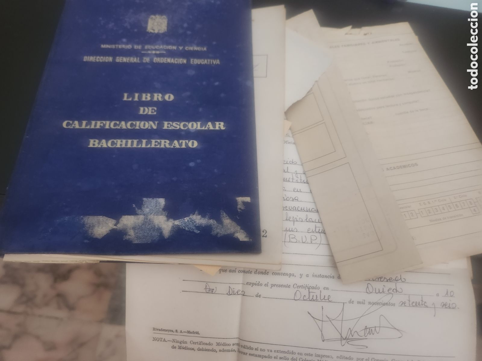 Libros: 2 Libro de calificaci&oacute;n escolar estudios de bachillerato Colegio Auseva Oviedo y colegio Loyola 70