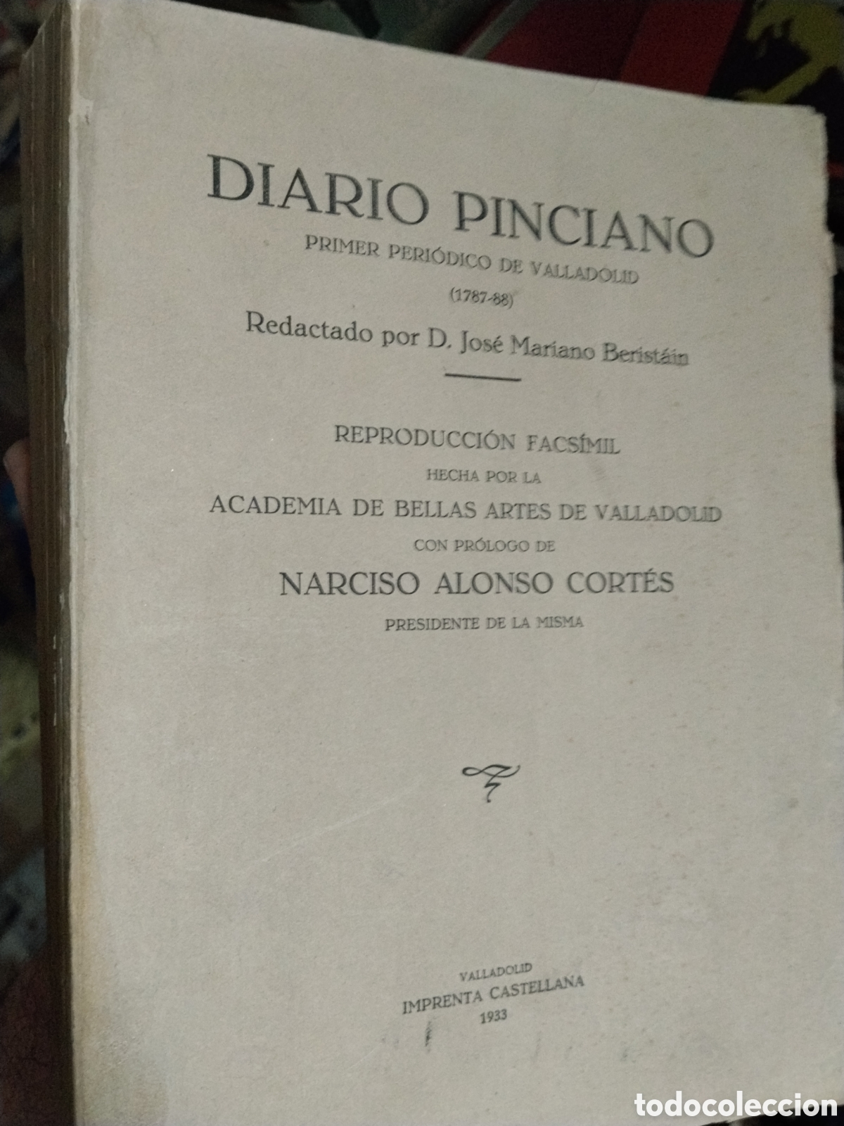 Libros: DIARIO PINCIANO Primer periodo de Valladolid ( 1787 - 88 ) Reproduccion facsimil -