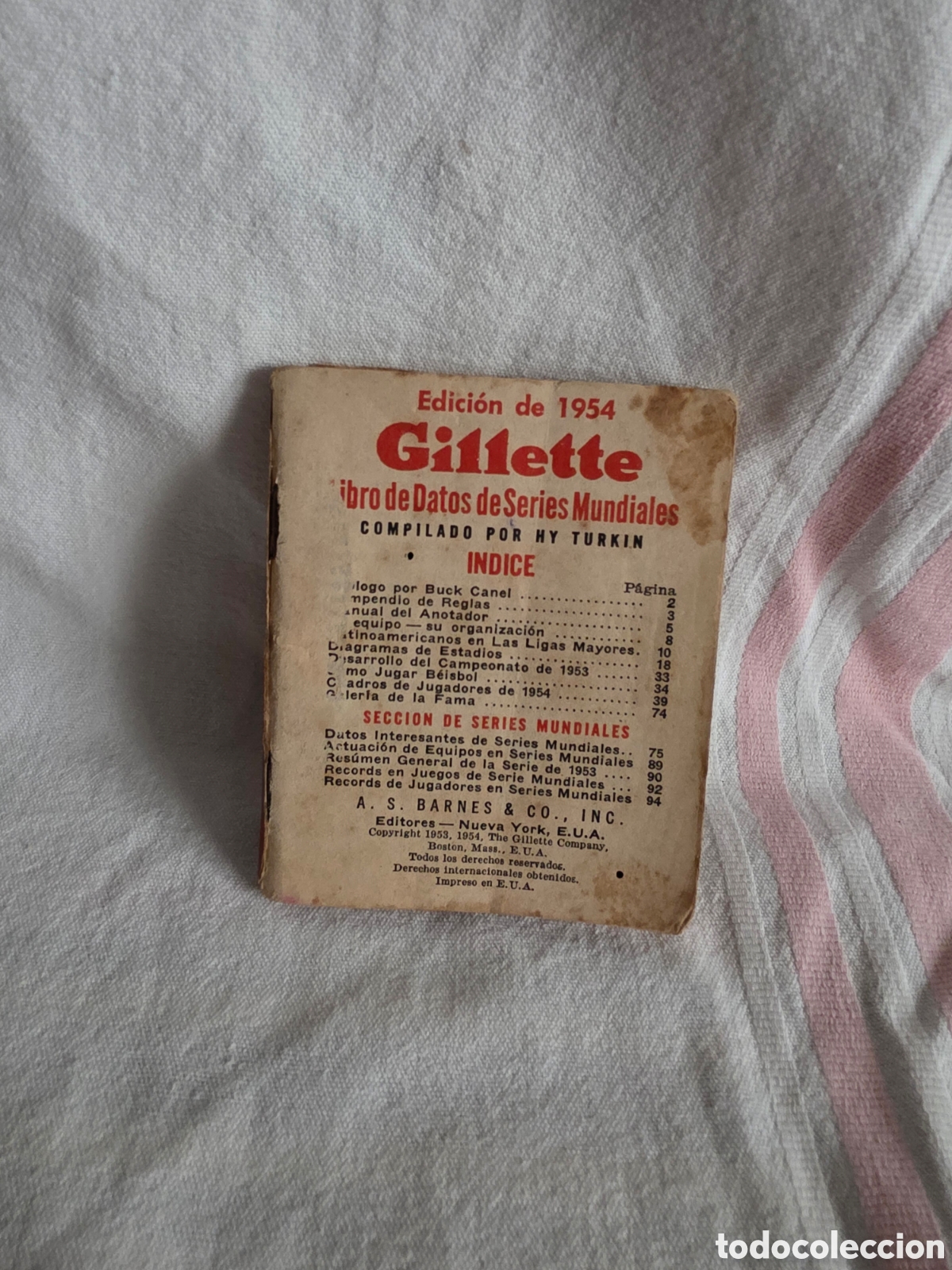 Libros: GILLETTE LIBRO DE DATOS DE SERIES MUNDIALES
