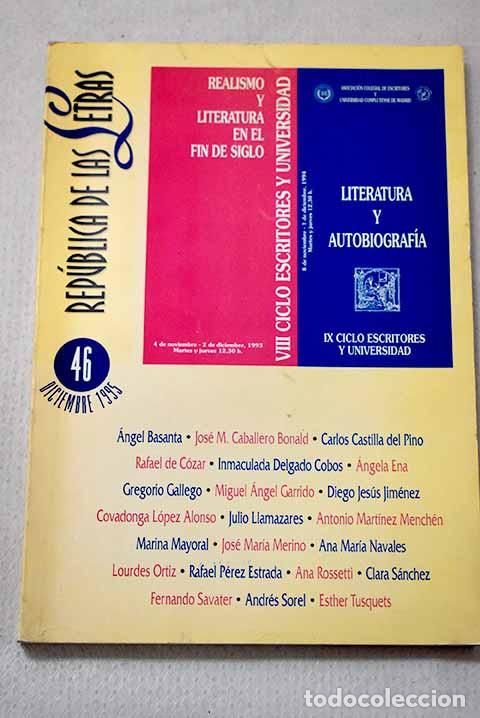 Libros: Rep&uacute;blica de las letras : literatura y autobiograf&iacute;a, numero 46