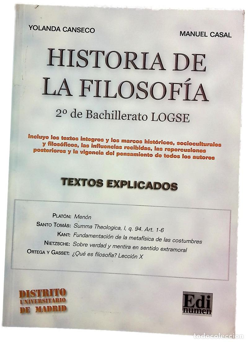 Libri di seconda mano: Historia de la filosof&iacute;a, 2&ordm; de Bachillerato LOGSE textos explicados