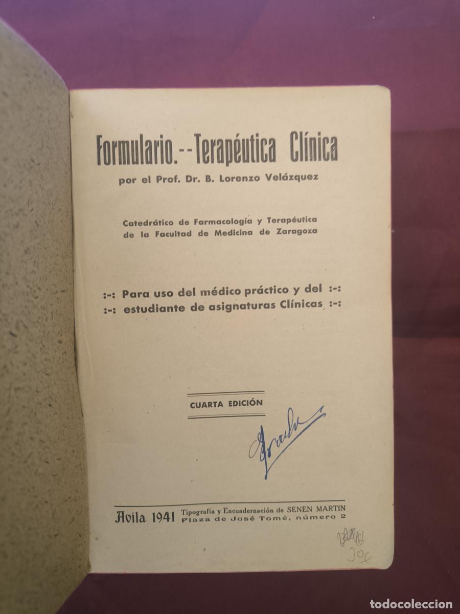 Libros: Formulario de terap&eacute;utica y de cl&iacute;nica - Benigno Lorenzo Vel&aacute;zquez