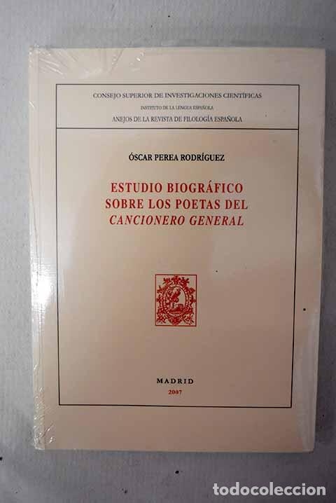 Libros: Estudio biogr&aacute;fico sobre los poetas del Cancionero general .- Perea Rodr&iacute;guez, &Oacute;scar