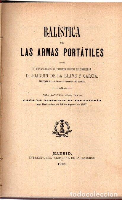 Livros em segunda m&atilde;o: Bal&iacute;stica de las armas port&aacute;tiles - Llave y Garc&iacute;a, D. Joaqu&iacute;n