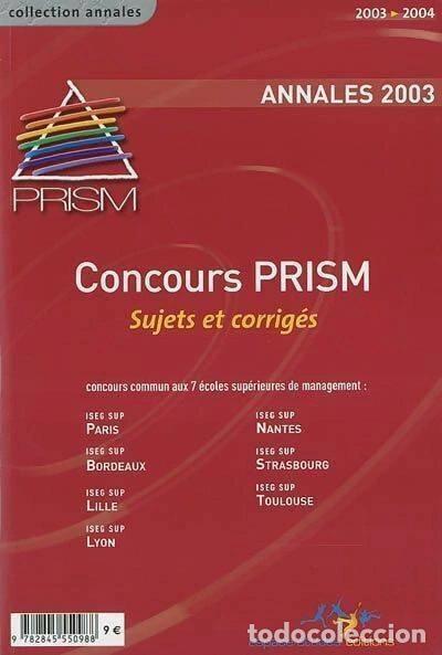 Libros: Annales du concours PRISM 2003: Sujets et corrig&eacute;s- 9782845550988