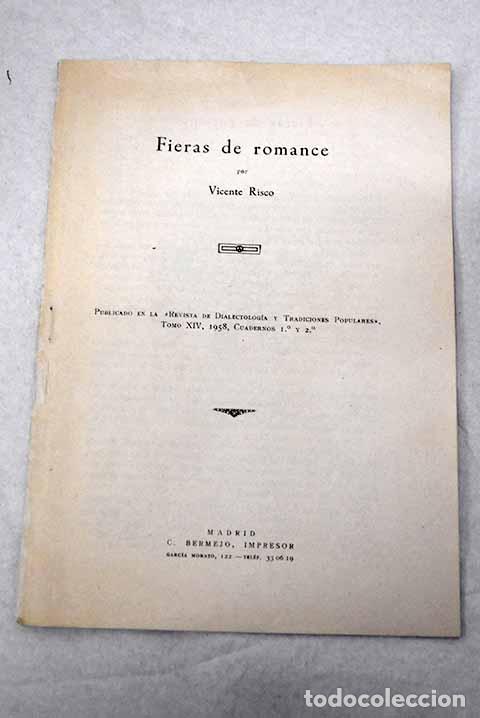 B&uuml;cher: Fieras de romance: Risco, Vicente.- Risco, Vicente