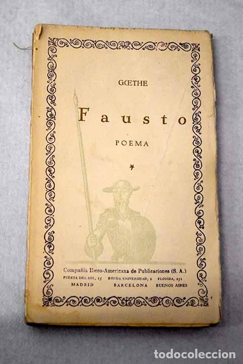 Libros: Fausto: poema, tomo I.- Goethe, Johann Wolfgang von